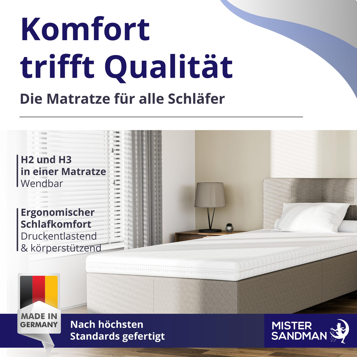 Ergonomische Kaltschaummatratze 15 cm mit H2 und H3 Wendefunktion, Komfort und Qualität
