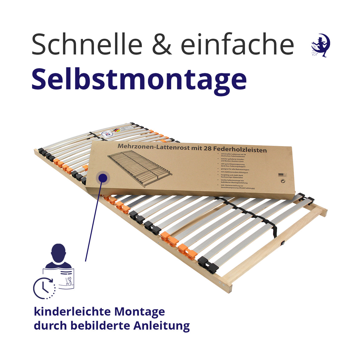 lattenrost mit einfacher selbstmontage und bebilderter anleitung platzsparend verpackt für schnellen aufbau zuhause ohne werkzeug
