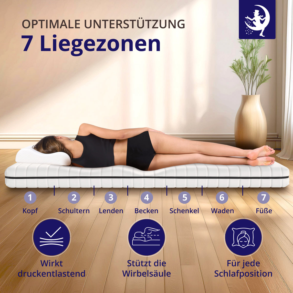 kaltschaummatratze 13 cm mit 7 zonen fuer rueckenschonendes liegen und perfekte koerperanpassung